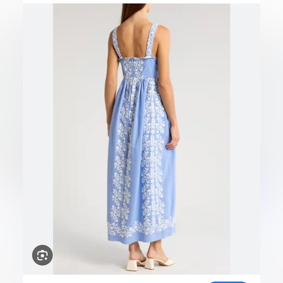 New Julia Jordan Square Neck Embroidered Cotton Sleeveless Maxi Dress - Picture 12 of 13